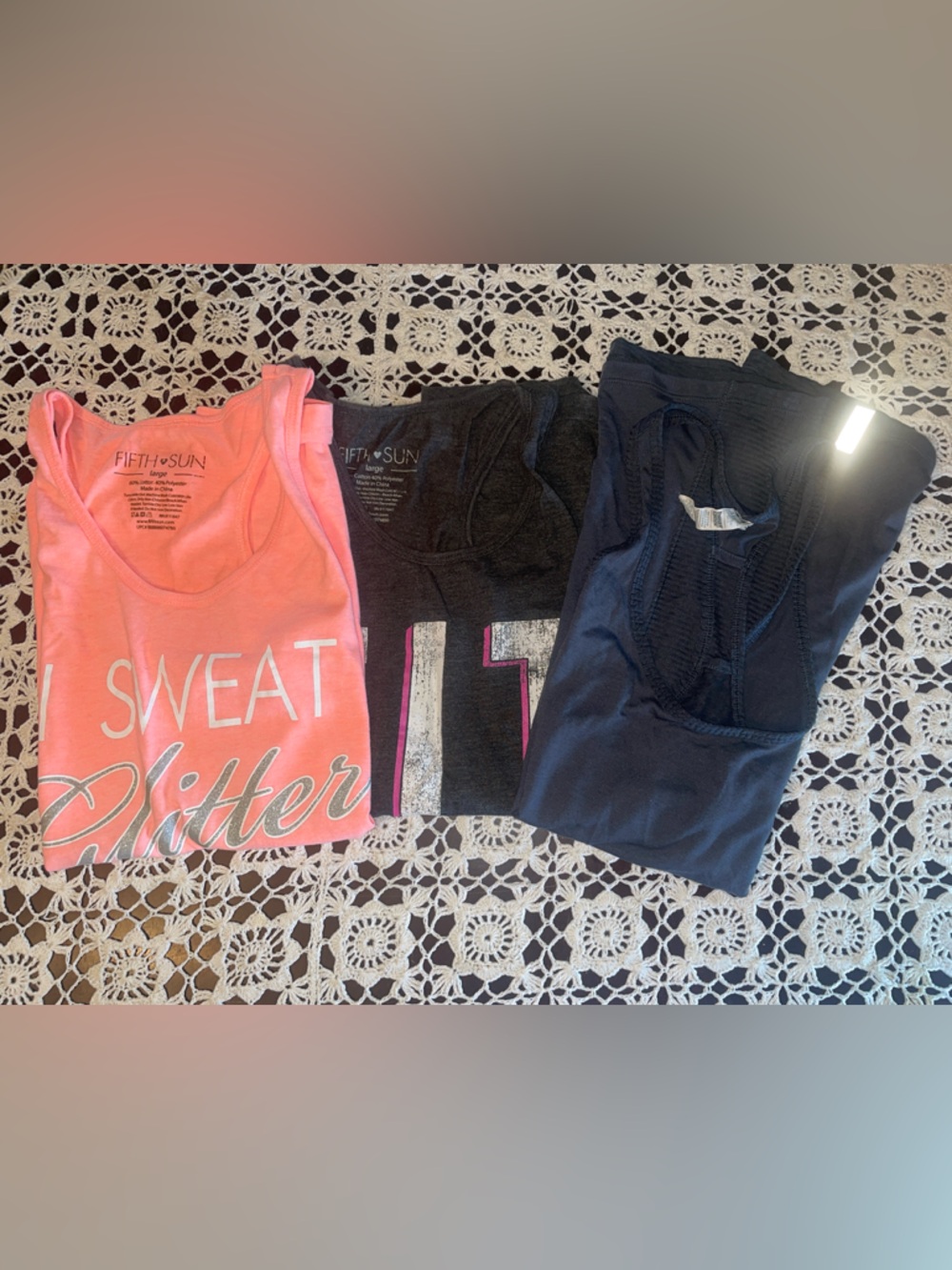 Womens Tank Top Trio – Coral, Charcoal & Navy.